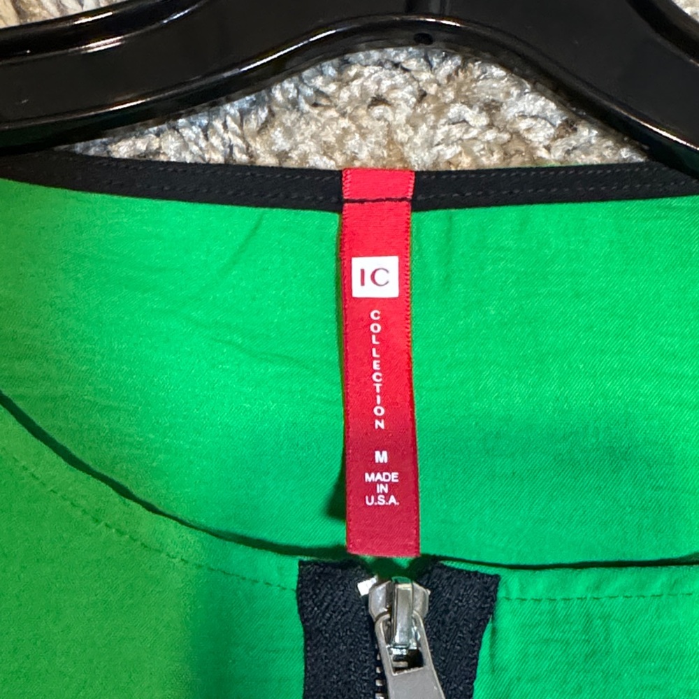 NWT IC Collection Green & Black Colorblock Sleeveless Zipper Dress size Medium - Picture 8 of 15